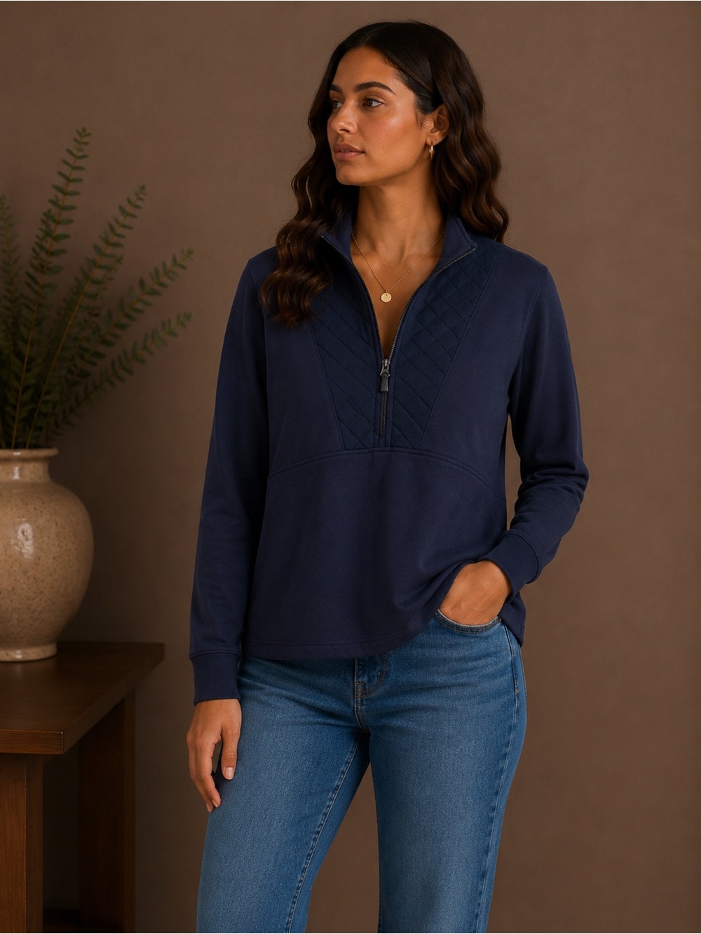 Columbia Women's Navy Zip-Up Sweater